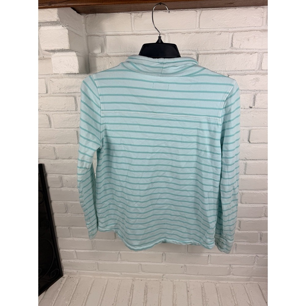 Vineyard Vines Womens M Mint Aqua Striped Cowl Neck Pullover Sweatshirt - Picture 4 of 4